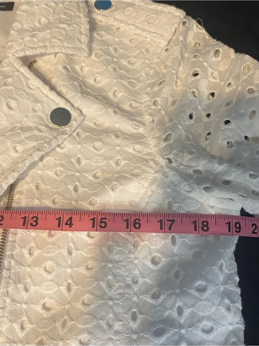 Womans INC International Concepts Cotton Eyelet Moto Jacket Size S-M